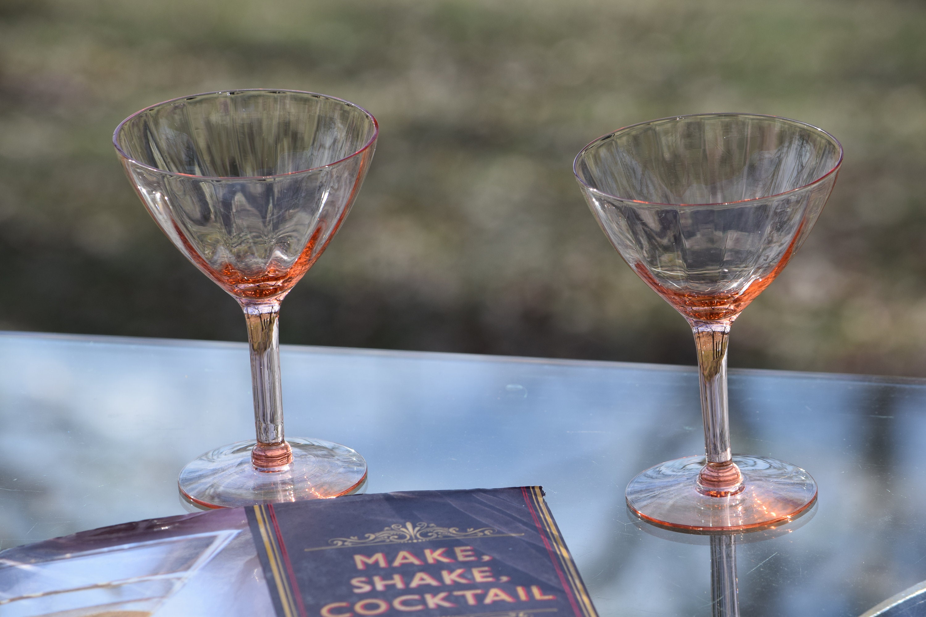 Vintage PINK DEPRESSION Glass Cocktail - Martini Glasses, Set of 6