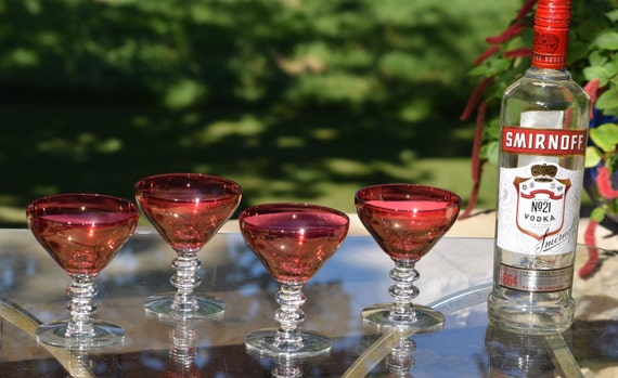 4 Vintage Etched Cocktail Martini Glasses, Set of 4 Mis-matched Mixed Cocktail  Glasses, Nick and Nora, Vintage Champagne Glasses 