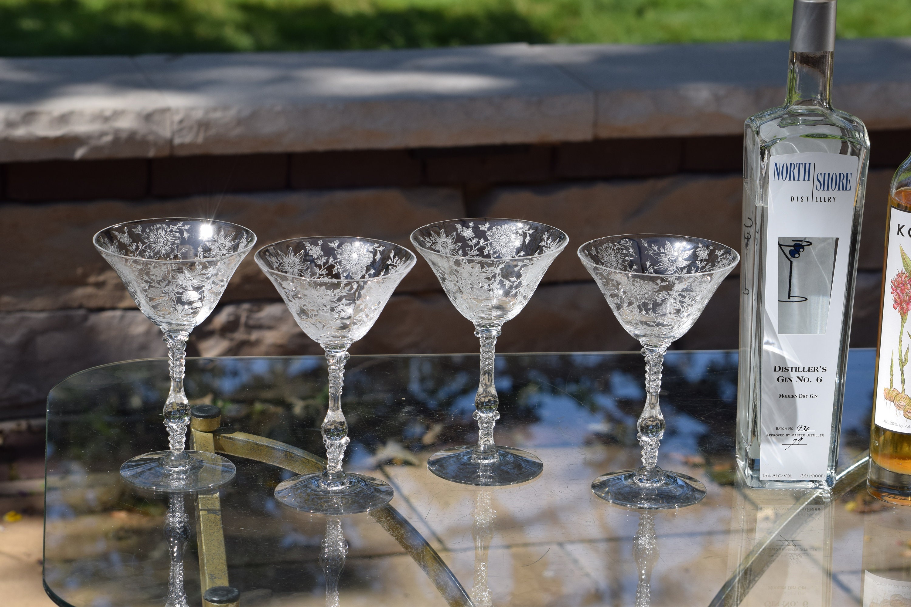 Elk Martini Glass, Elk Etched Crystal Martini