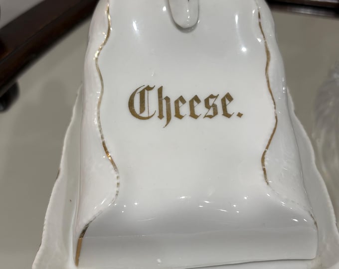 Vintage Porcelain Cheese Keeper – White & Gold Germany, 1940s