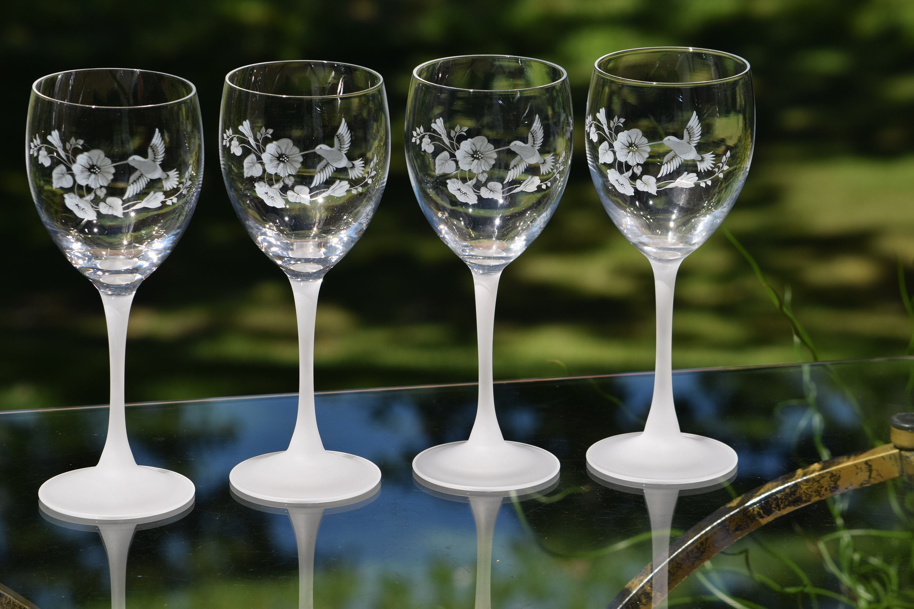 clear wine glasses etshed with bird bell clear wine glasses etshed with bird bell