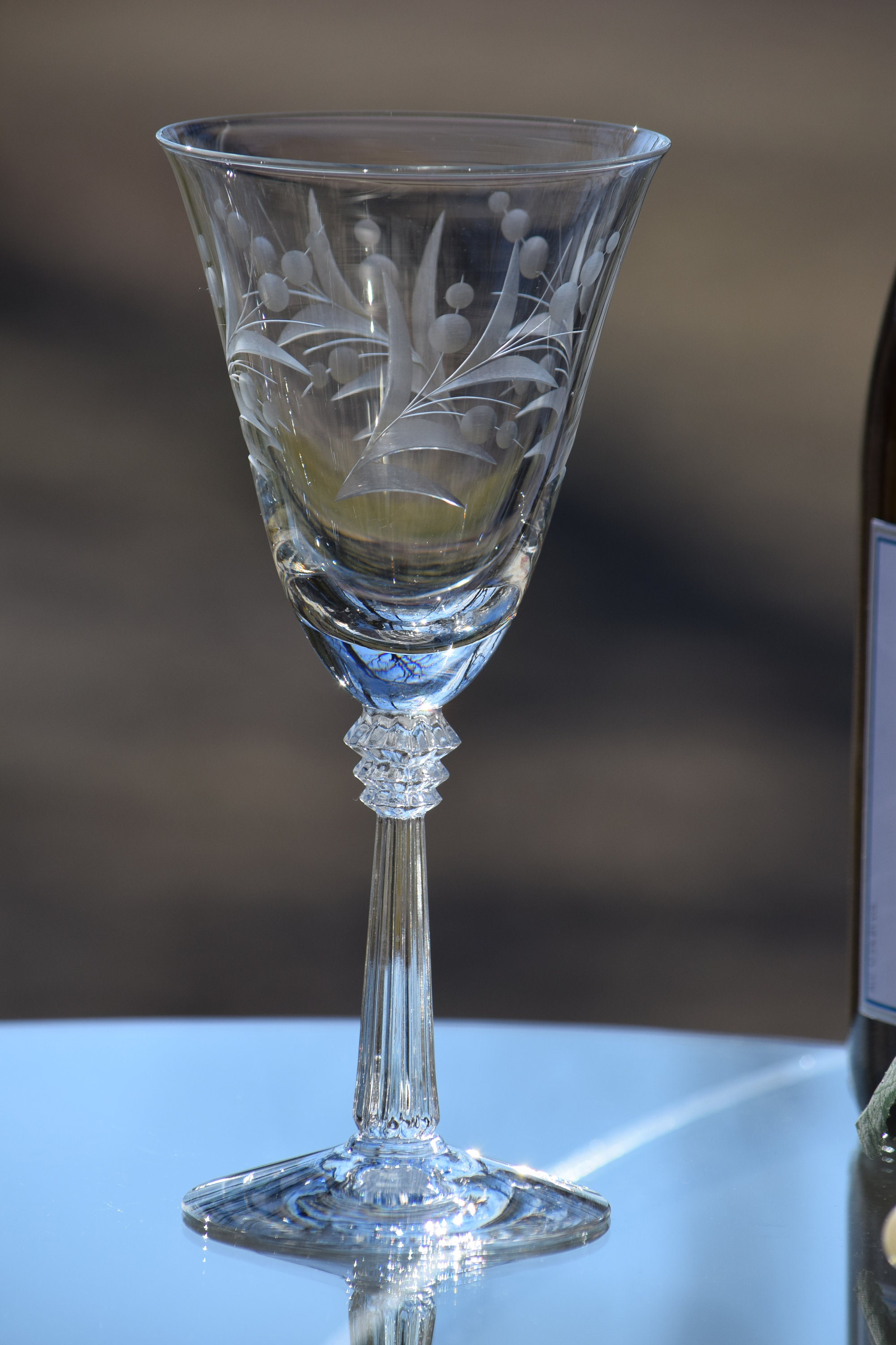 Reserved for Jing Sold Vintage Etched Crystal Wine Glasses, Set of 4, Fostoria, Cynthia