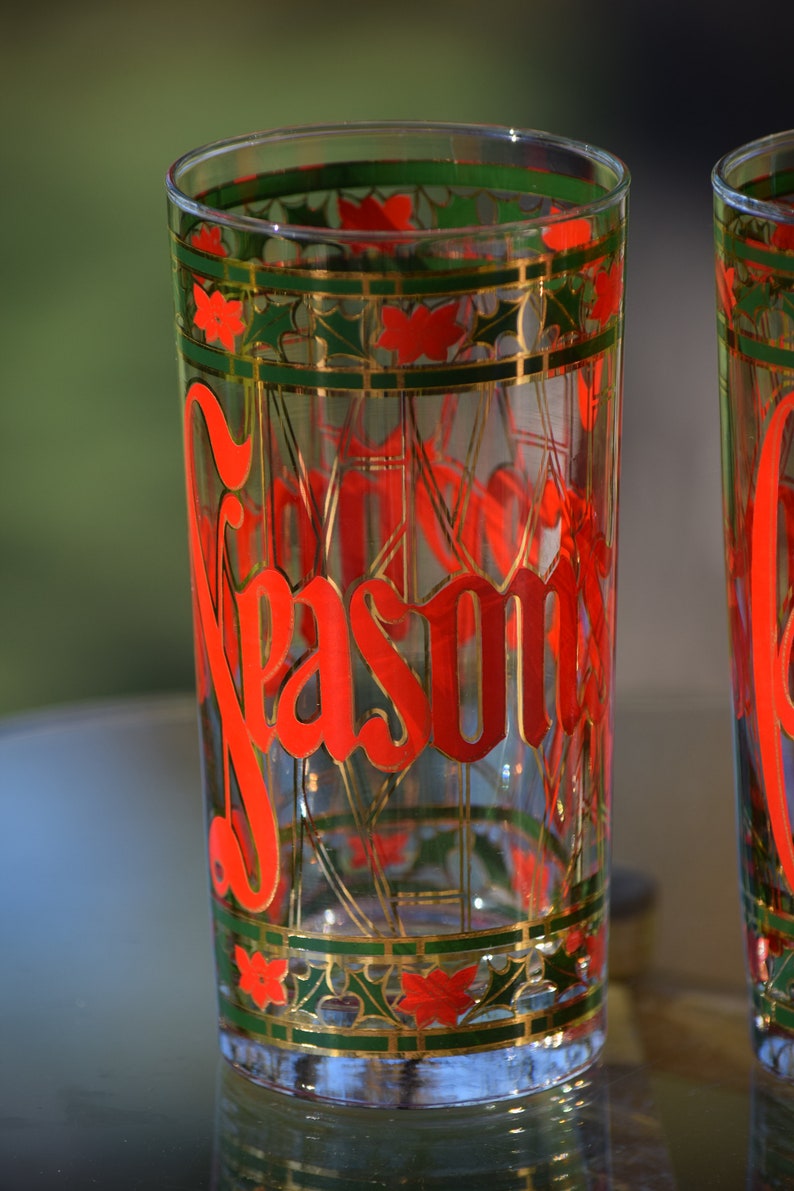 Vintage Culver Christmas Highball Cocktail glasses Set of 4 Etsy
