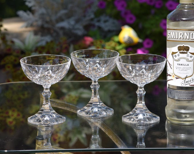 Authentic Coupes! 6 Vintage Cocktail Martini Glasses, circa 1980's, Wedding Toasting Vintage Champagne Coupes, Mixologist Cocktail Glass