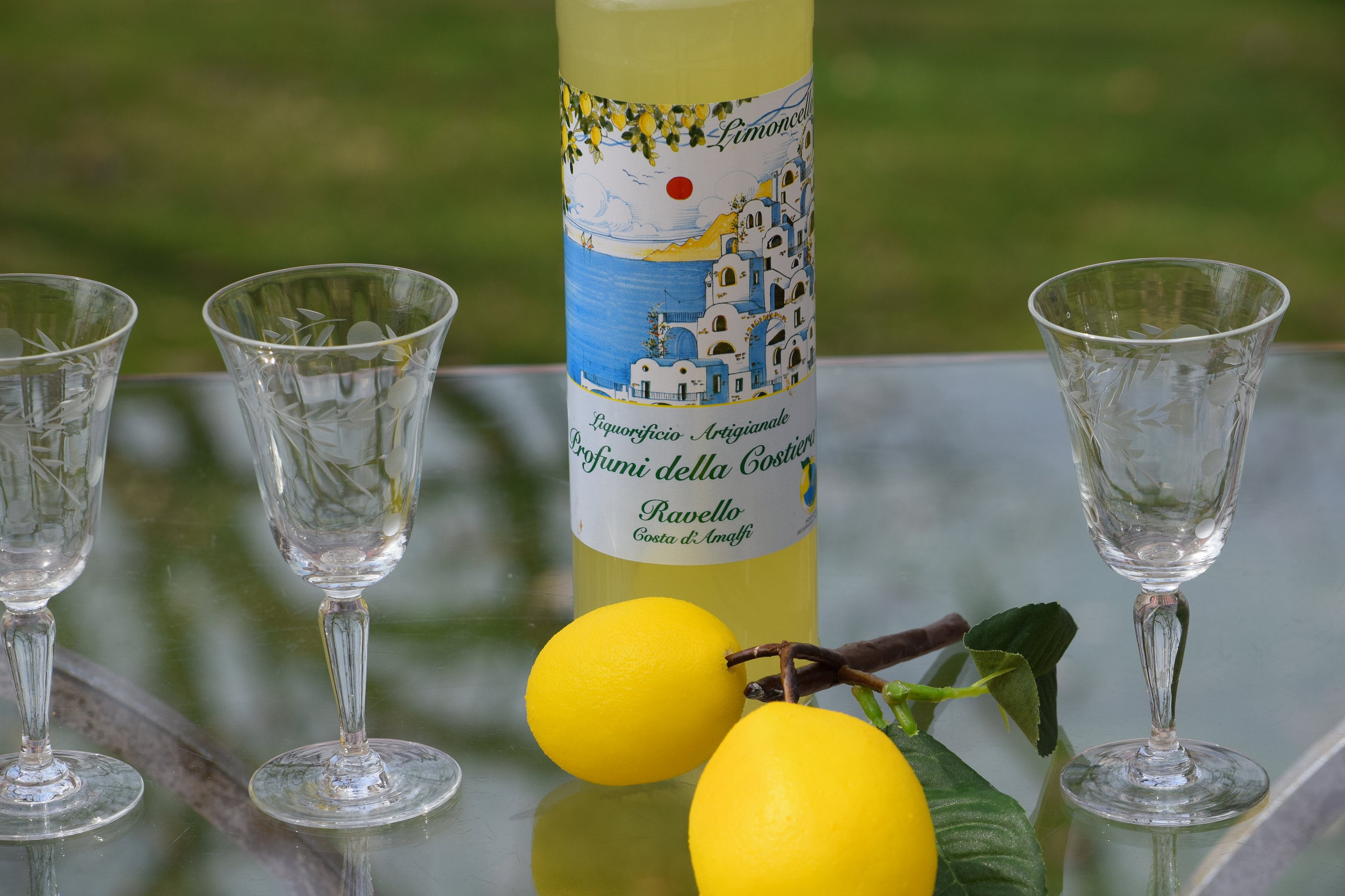 Vintage Etched Wine Glasses, Set of 4, After Dinner Drink Limoncello