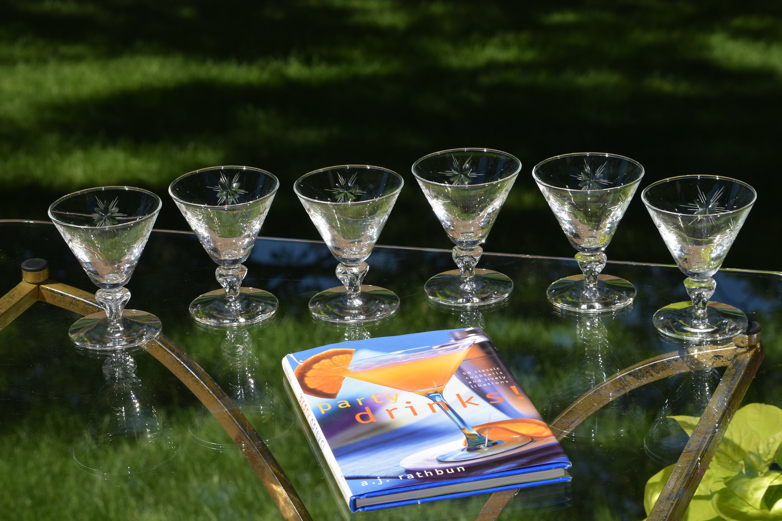Vintage Cocktail Martini Glasses, Set of 7, Candlewick, circa 1950's,  Vintage Round Balled Stem Cocktail glasses, Cocktail Party glasses