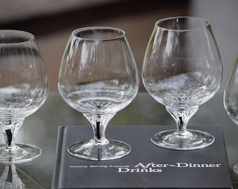 6 Vintage Crystal Brandy Snifter Glasses with Blown Stem,  Belfor, Exquisite, 1970's, Vintage Cognac, Liqueur After dinner drinks glassware