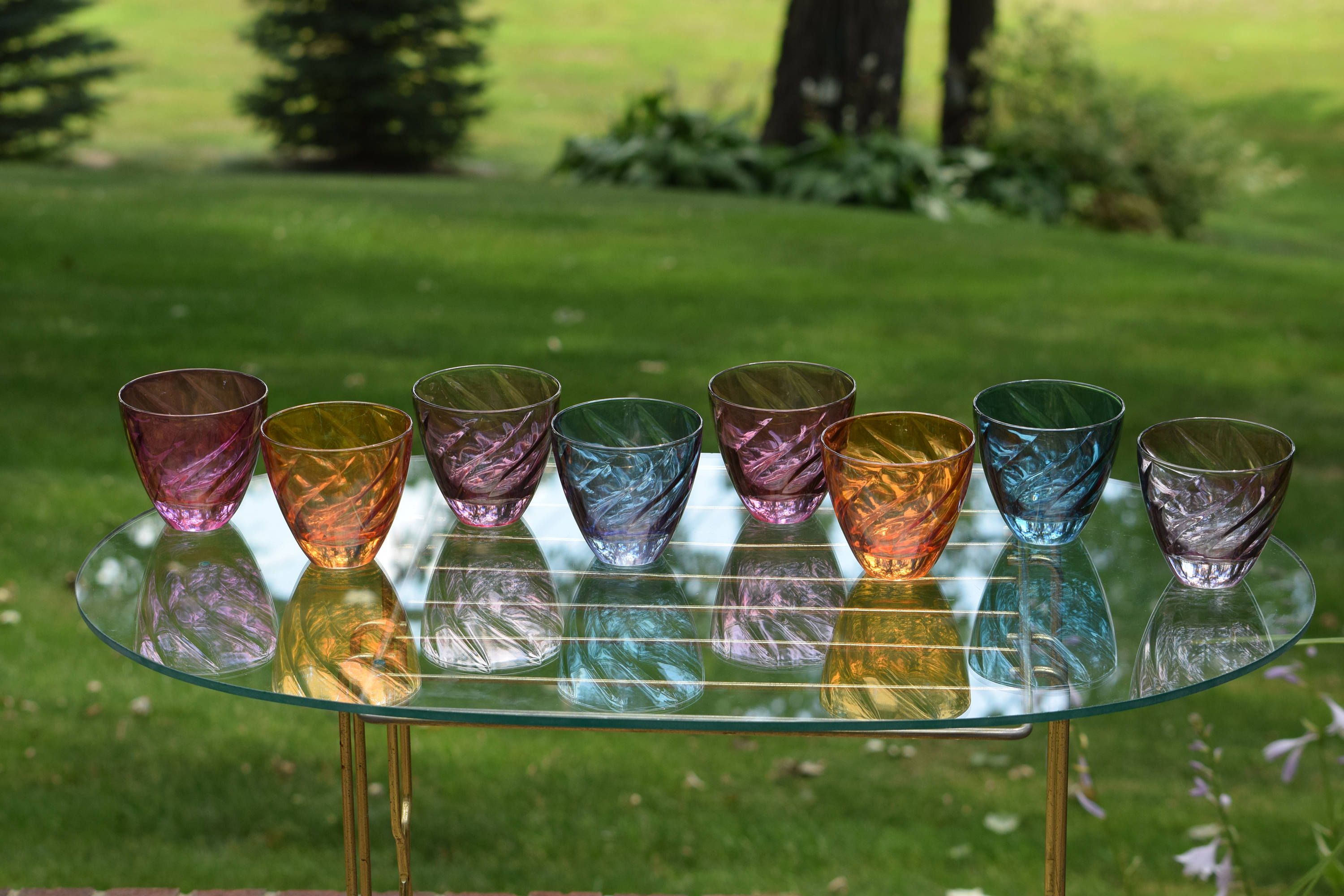 Vintage Lowball Rocks Glasses, Set of 8, Vintage Whiskey, Bourbon