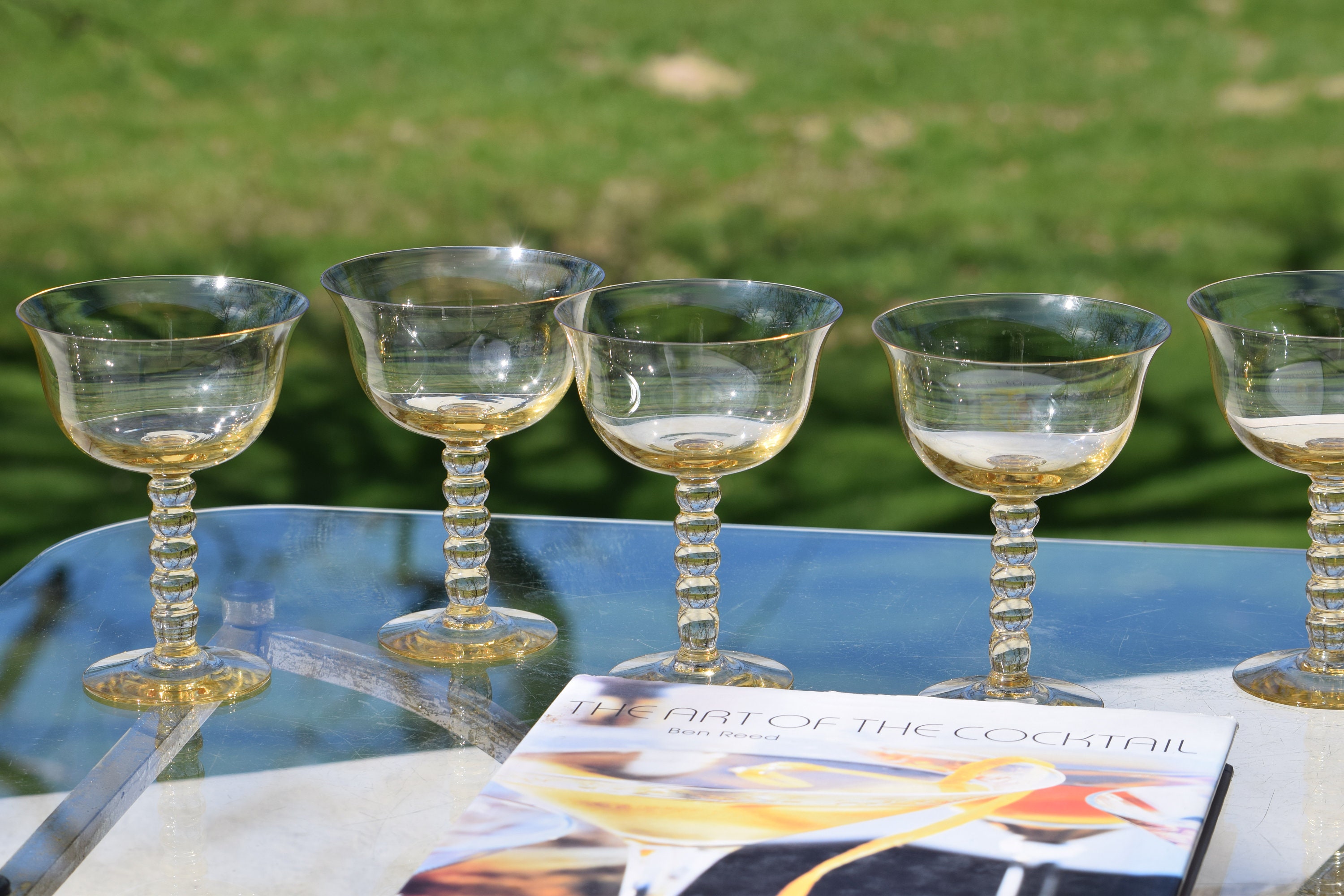 Tears and Cheers Crystal Martini Glasses with Orange Stem, Set of