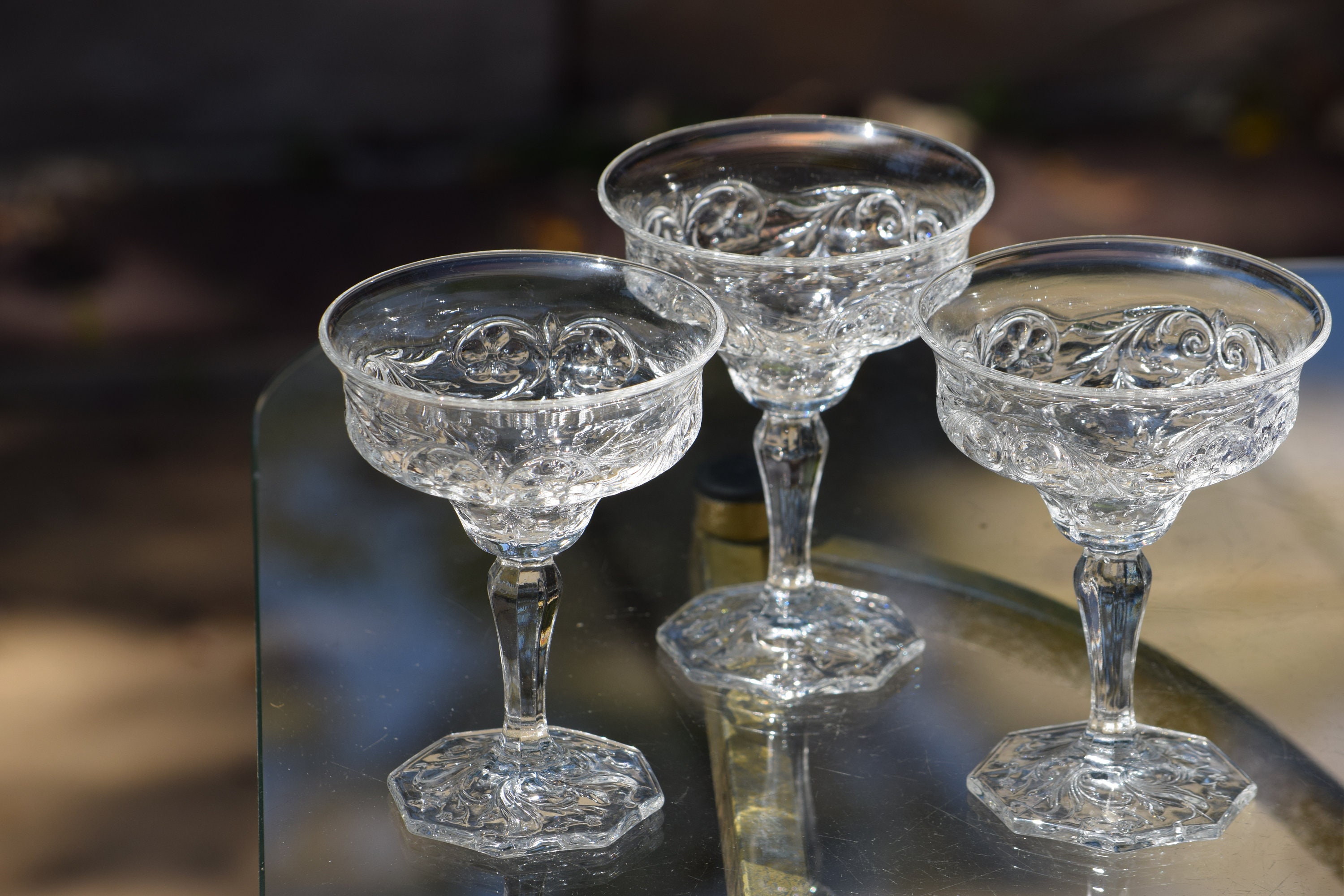 6 Antique Pressed Glass Cocktail ~ Mini-Martini Glasses, McKee, Rock  Crystal c. 1915, After Dinner Drinks Dessert Cocktail ~ 3 oz Cocktails