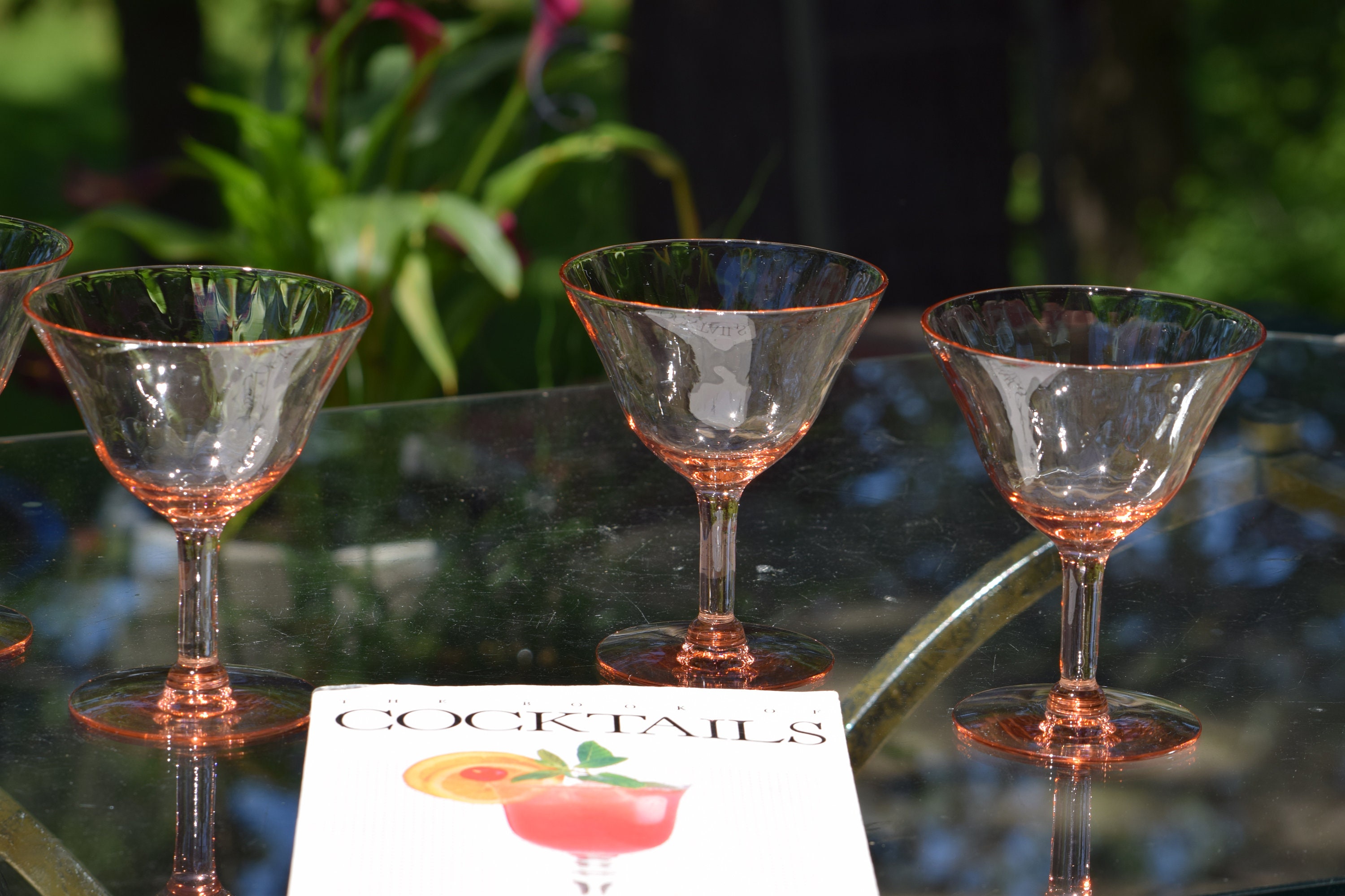 Vintage PINK DEPRESSION Glass Cocktail - Martini Glasses, Set of 6,  Mixologist Cocktail Glasses, Vintage Pink Martini Glasses, Pink Barware