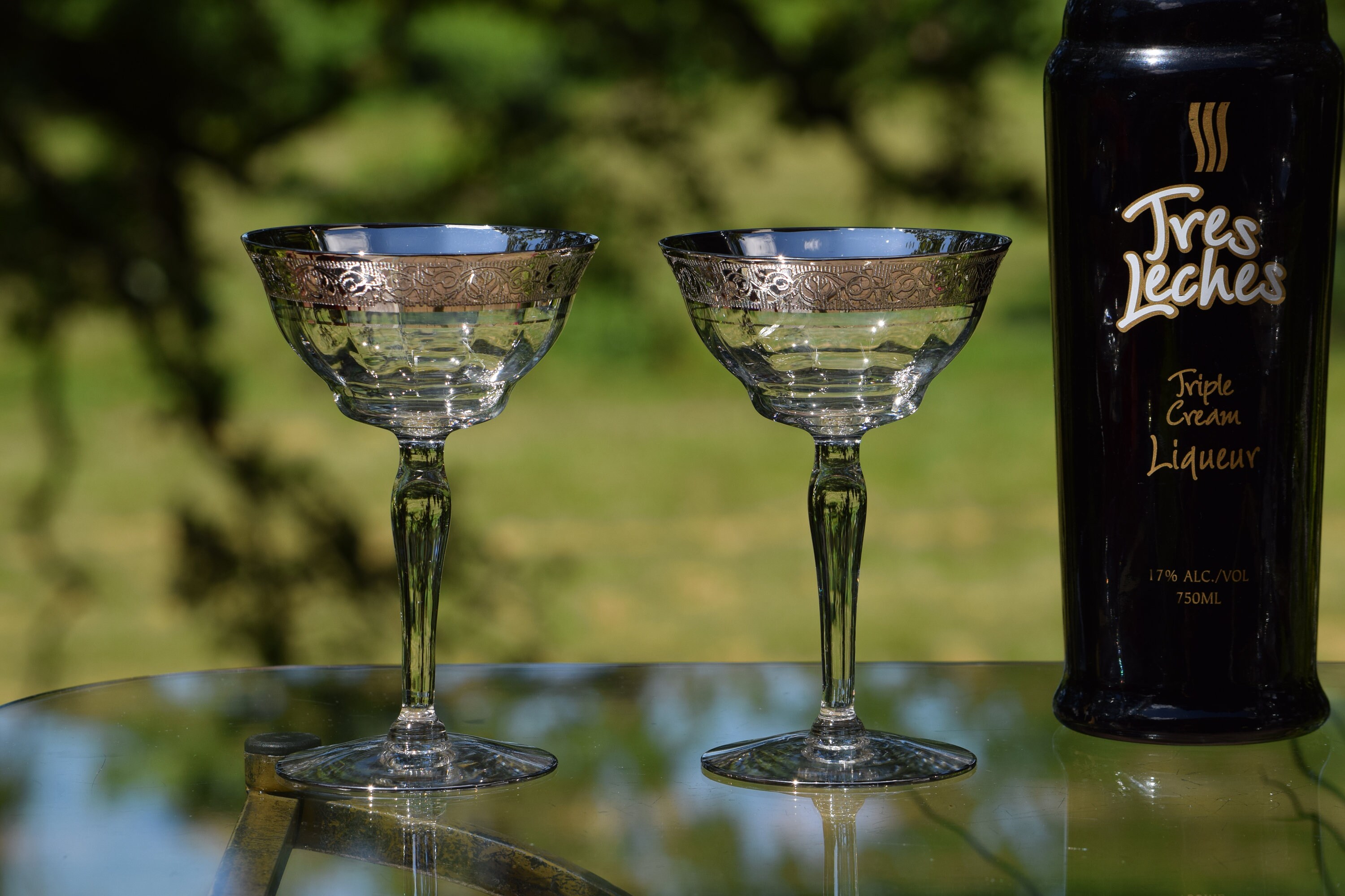 Vintage Platinum Encrusted Cocktail Glasses, Set of 4, Glastonbury