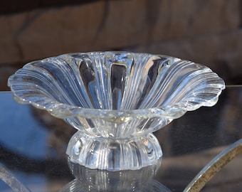 Vintage Pressed Glass Flared Centerpiece Bowl, Pressed Glass Ribbon, c. 1940's, Vintage Large Glass Bowl,  Home Decor, Wedding Decoration
