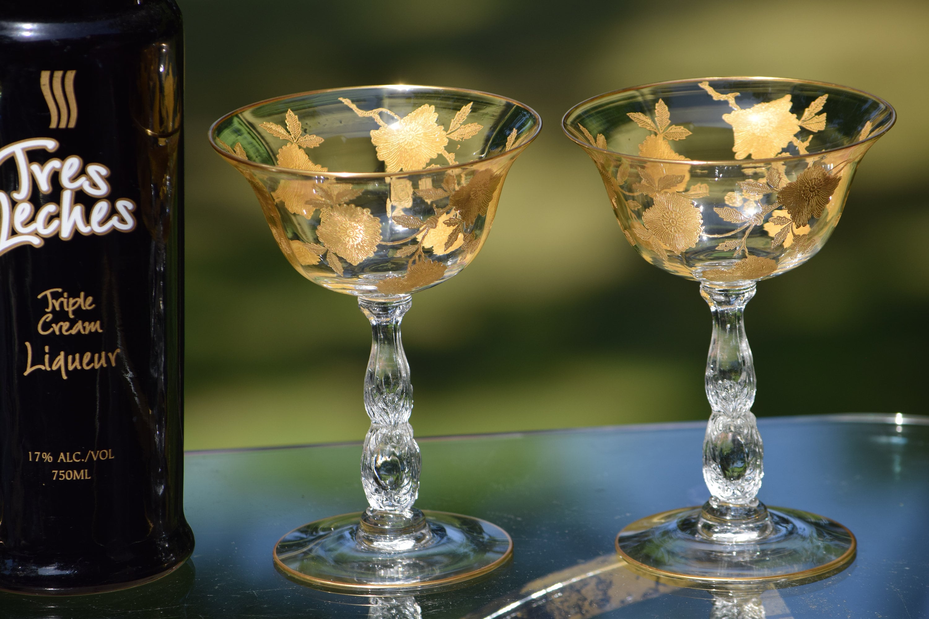 vintage gold cocktail glasses