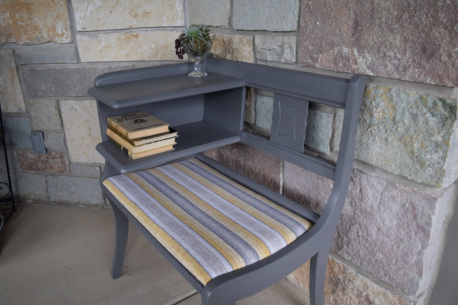 Vintage Mid Century Telephone Chair Telephone Table Bench Etsy