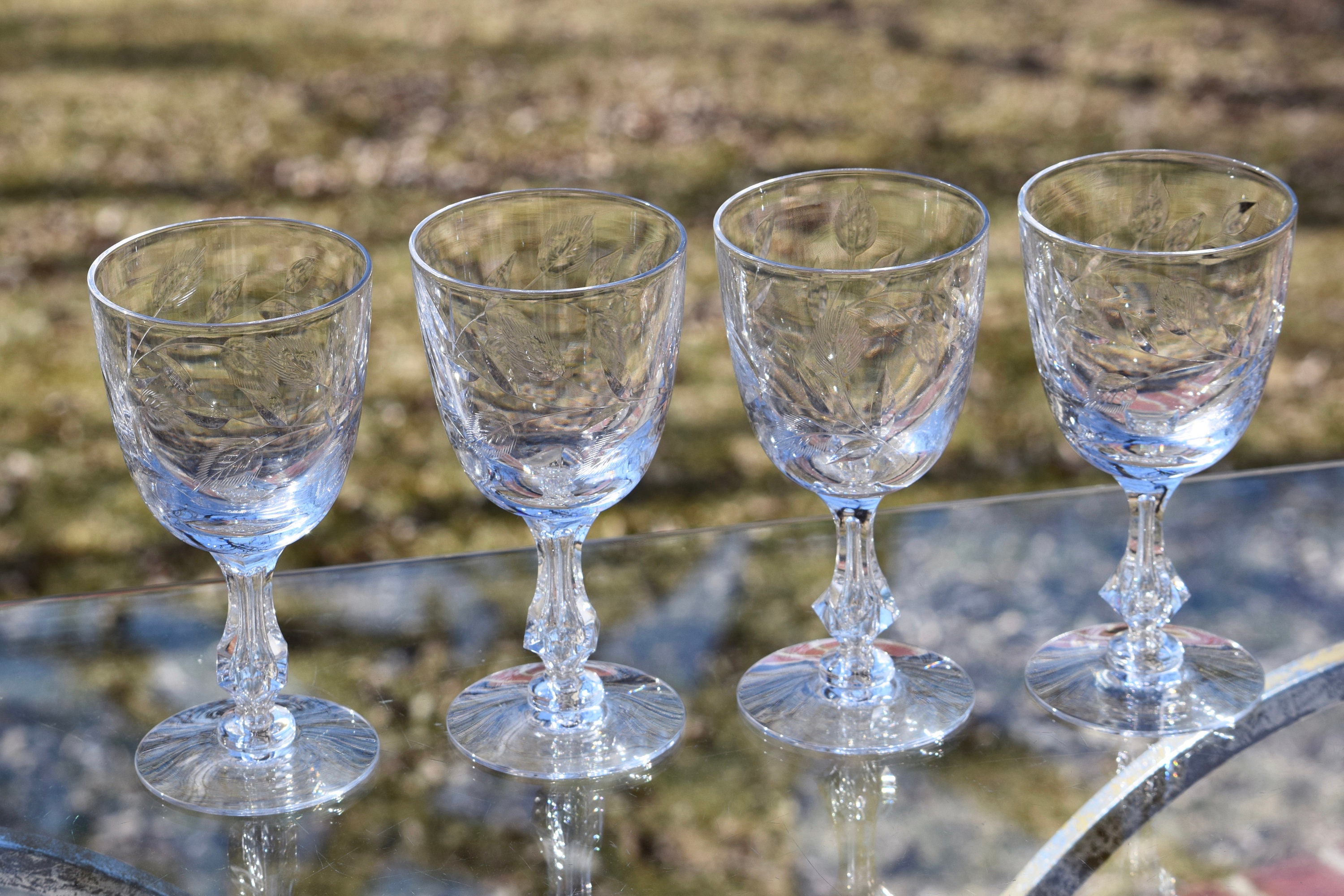 Download Vintage CRYSTAL Bubble Stem Wine Glasses, Set of 4, Tiffin ...