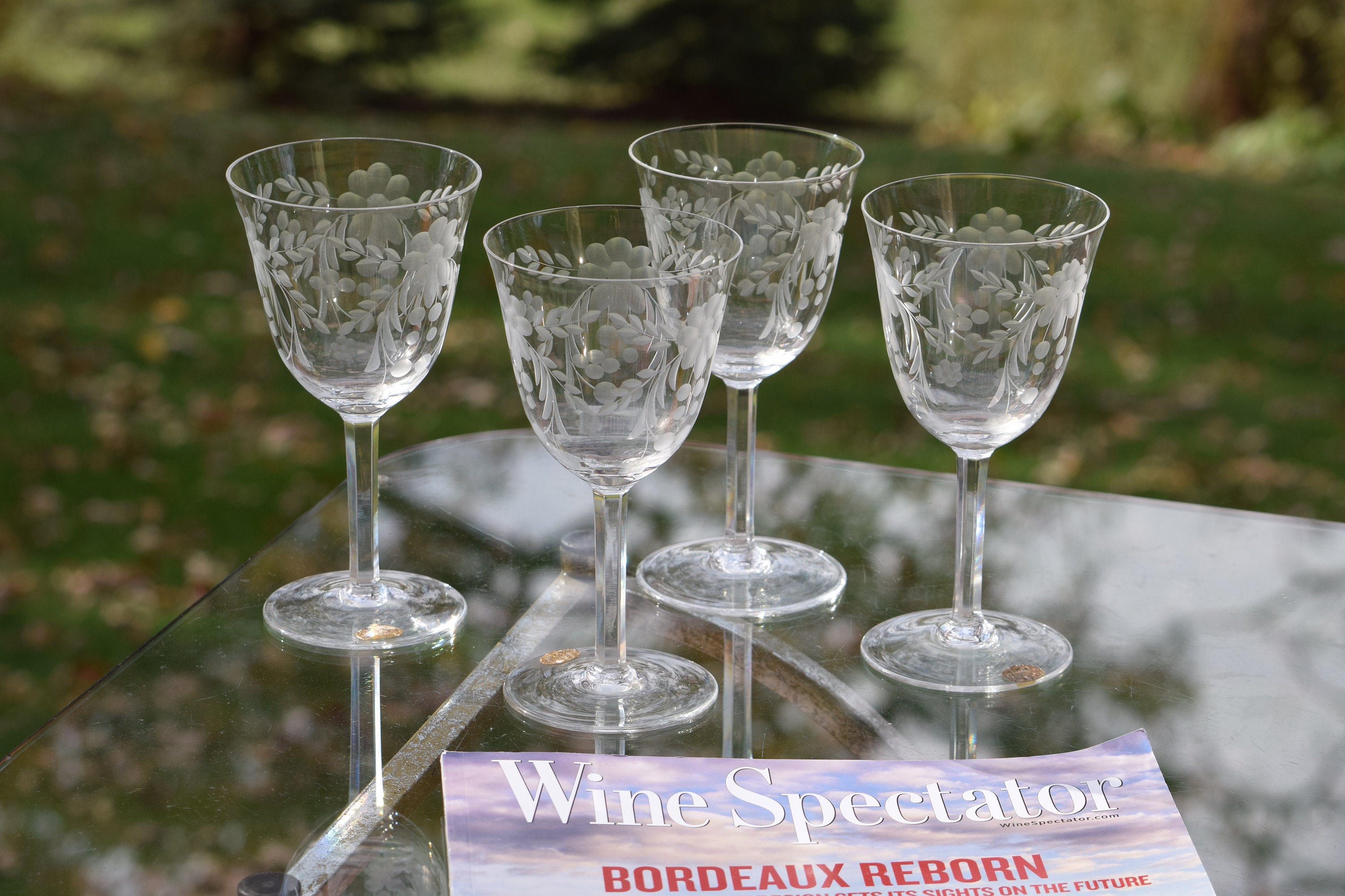 Classic Monogrammed Wine Glasses, Set of 4