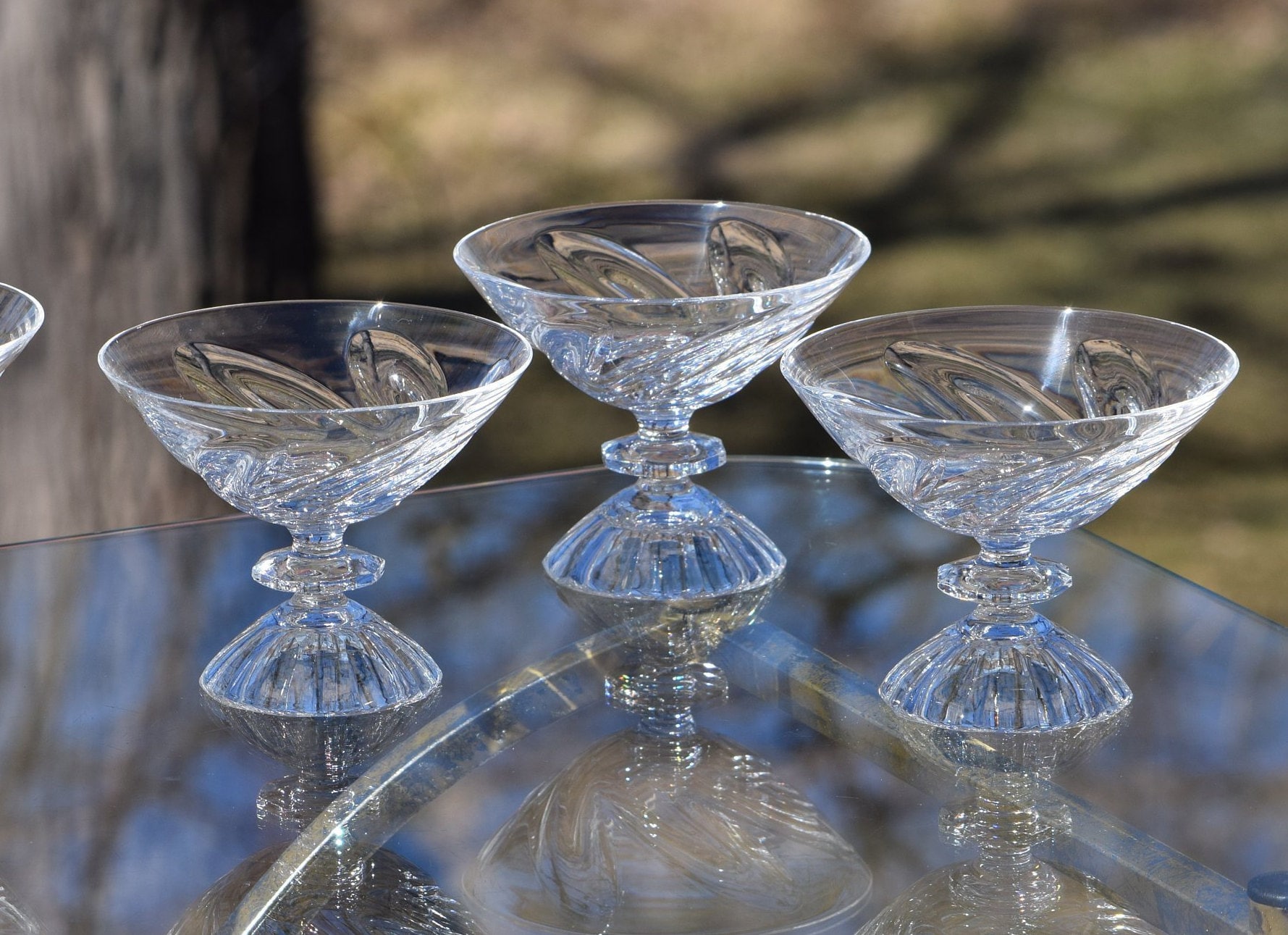 Vintage Crystal Cocktail Glasses, Set of 5, Mixologist Cocktail Glasses