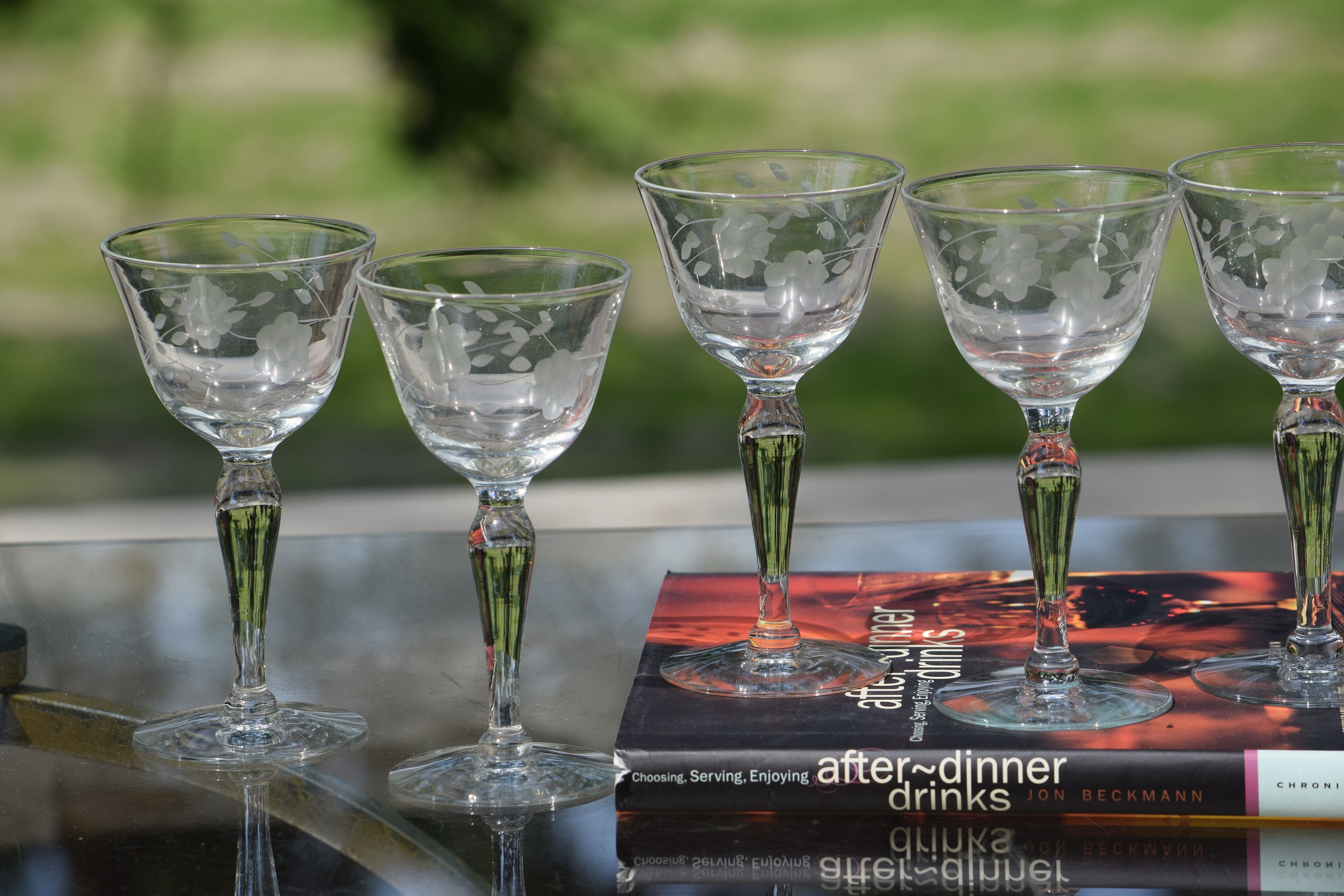 4 Vintage Etched Port Wine - Liqueur Glasses, Set of 4 Mis-Matched 3 oz Cocktail  Glasses, After Dinner Drinks ~ Crystal 3 oz Cocktail Glass