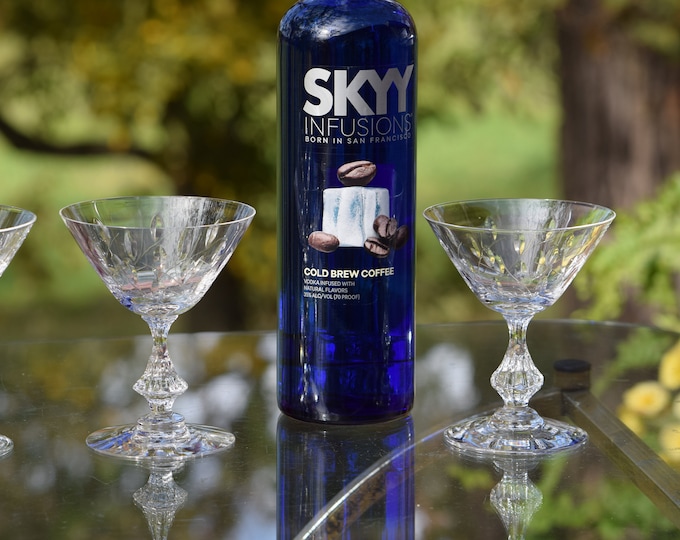 Vintage Etched Cocktail Glasses: 1950s Duncan Miller Champagne Coupe