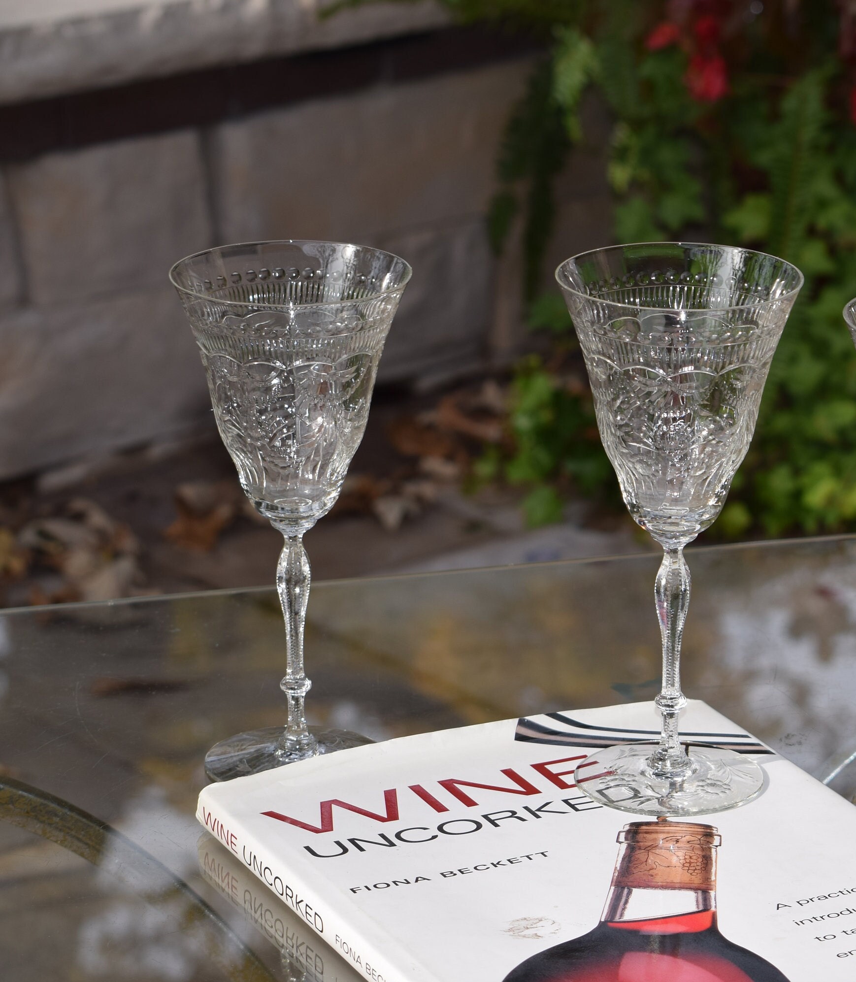 1930s Art Deco Morgantown Red Wine Glasses Champagne Stems - Set