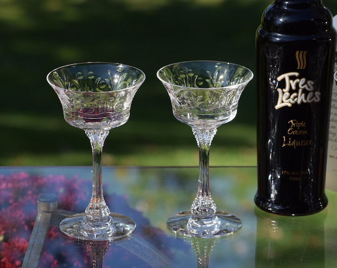 Vintage Etched Cocktail ~ Martini Glasses, Set of 6, Heisey, Danish Princess, circa 1930's, Mixologist Craft Cocktails ~ Champagne Glass