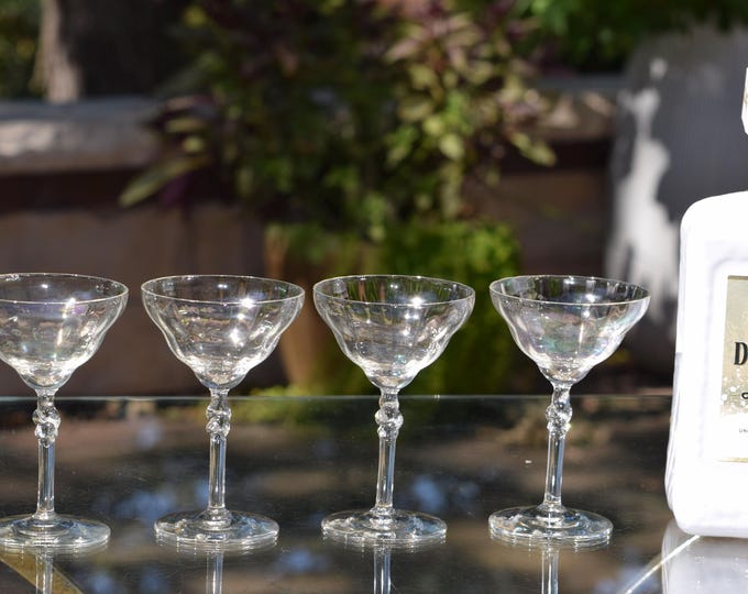 AFTER DINNER DRINKS? 4 Vintage Block-Optic Liqueur Cocktail glasses ~ Port Wine, Bryce, circa 1940's, 3 oz After Dinner Drinks