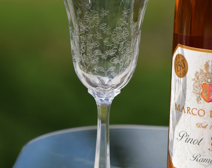 Vintage Lenox Crystal Etched Wine Glasses: Fontaine - Gold Rimmed (Set of 4), Vintage Port Wine Glasses