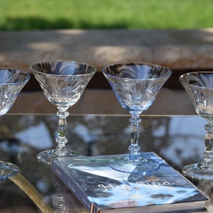 Set Of Four-Vintage-Silver Square Iridescent Martini Glasses