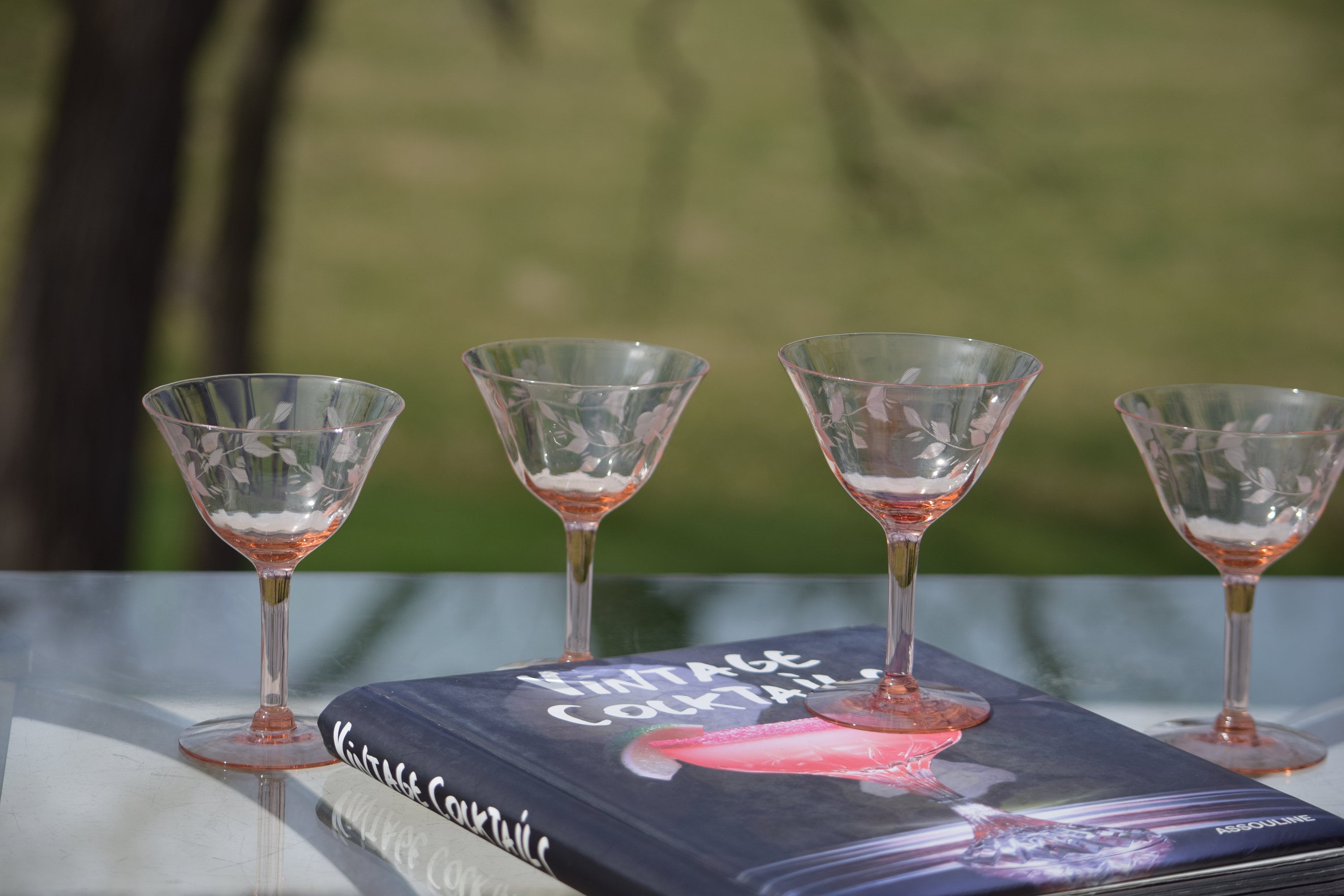 Vintage PINK DEPRESSION Glass Cocktail - Martini Glasses, Set of 6,  Mixologist Cocktail Glasses, Vintage Pink Martini Glasses, Pink Barware