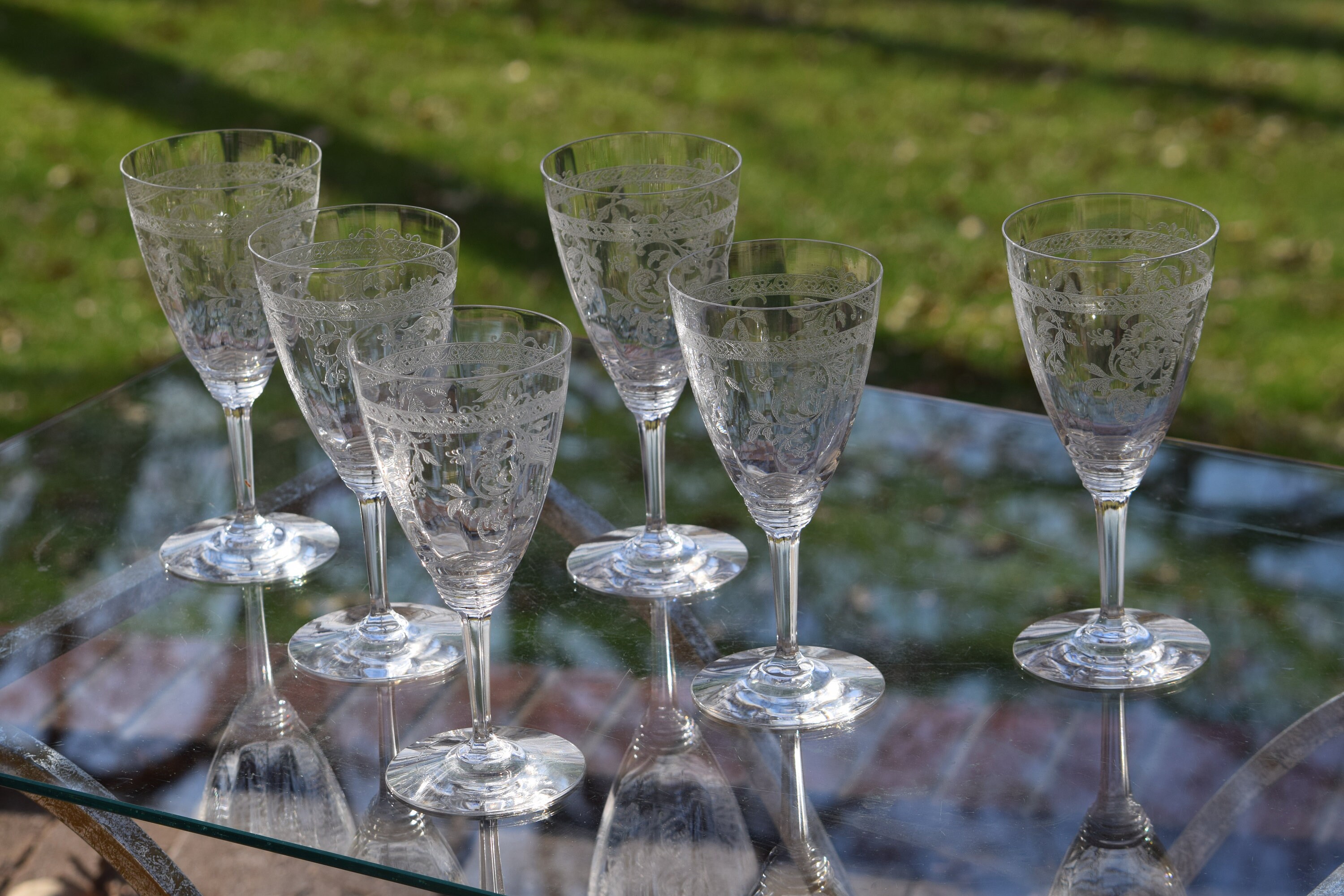 6 Vintage Crystal Port Wine Glasses, Heisey, New Era Clear, C