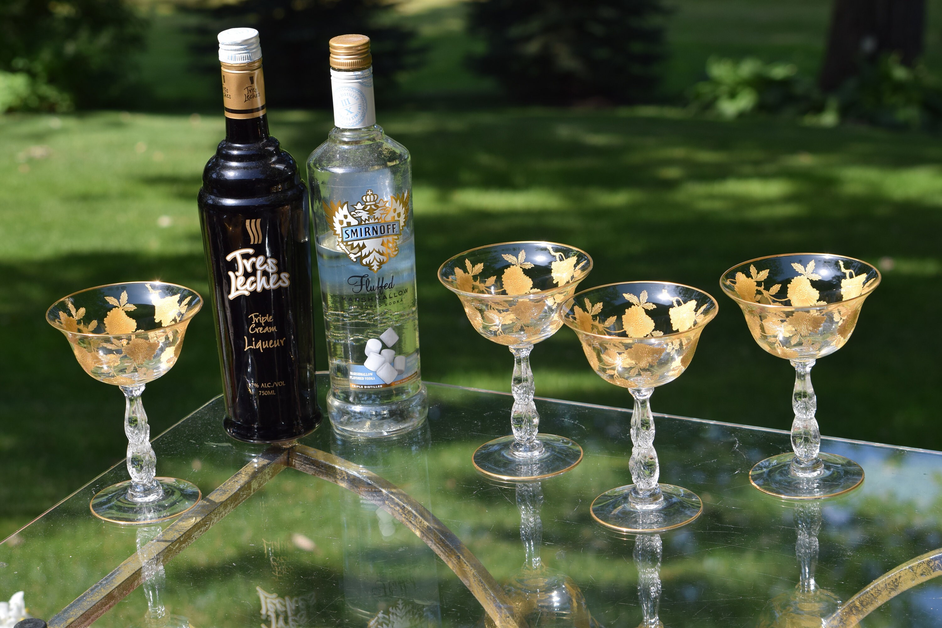 vintage gold cocktail glasses