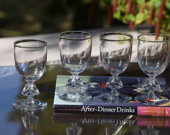 Vintage Bryce Liqueur Glasses, Set of 4, Diamond Stem, 1950s After Dinner Drinkware