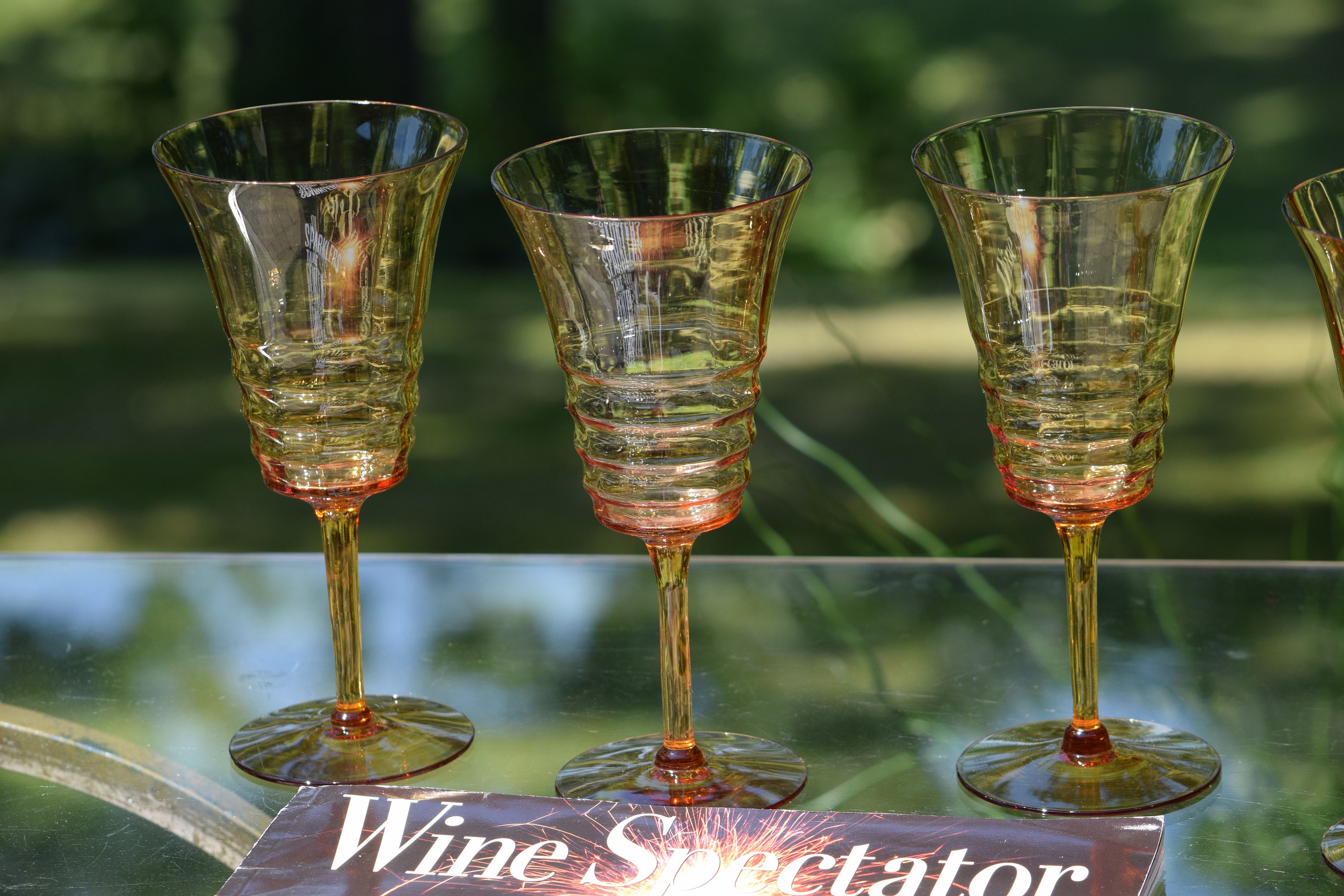 4 Vintage Amber Wine Glasses, Set of 4, Vintage Amber Optic Wine Glasses,  Vintage Cocktail Wine Glasses, Unique Amber Wine glasses