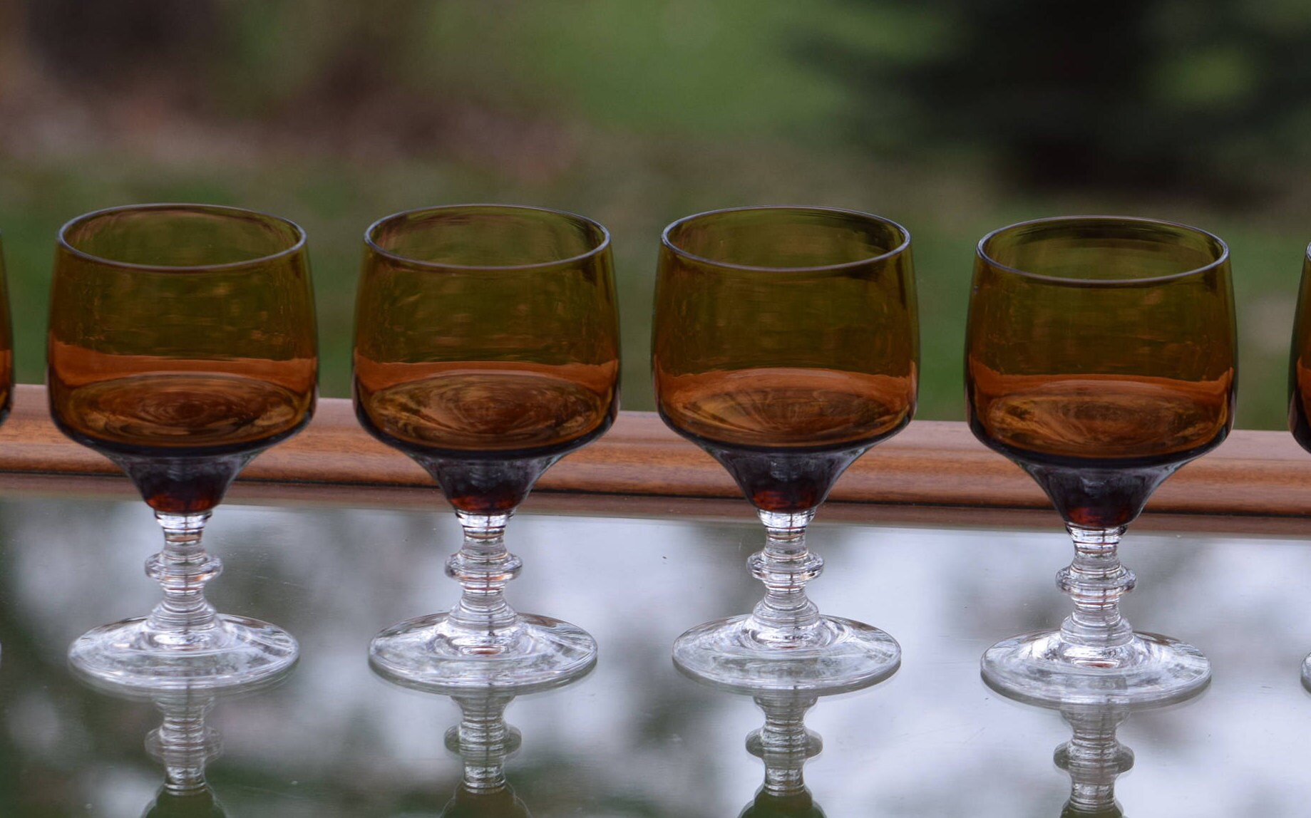 Vintage Wine Glasses, Set of 6, Vintage Brown and Clear After Dinner