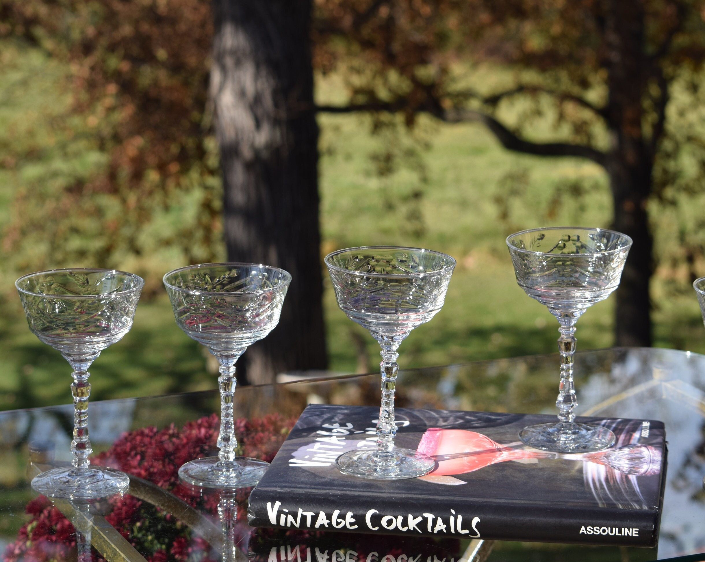 4 Vintage Etched Cocktail Martini Glasses, Mikasa, 1970's Vintage Etched  Champagne Glasses, Craft Cocktail Glasses - Manhattan Glasses