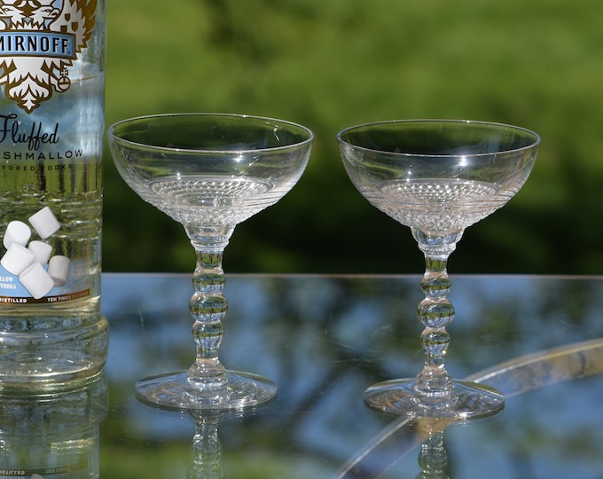 4 Vintage Cocktail Glasses,  Duncan Miller, circa 1940's, Nick and Nora Coupes, Vintage Champagne Coupes, Mixologists Craft Cocktails