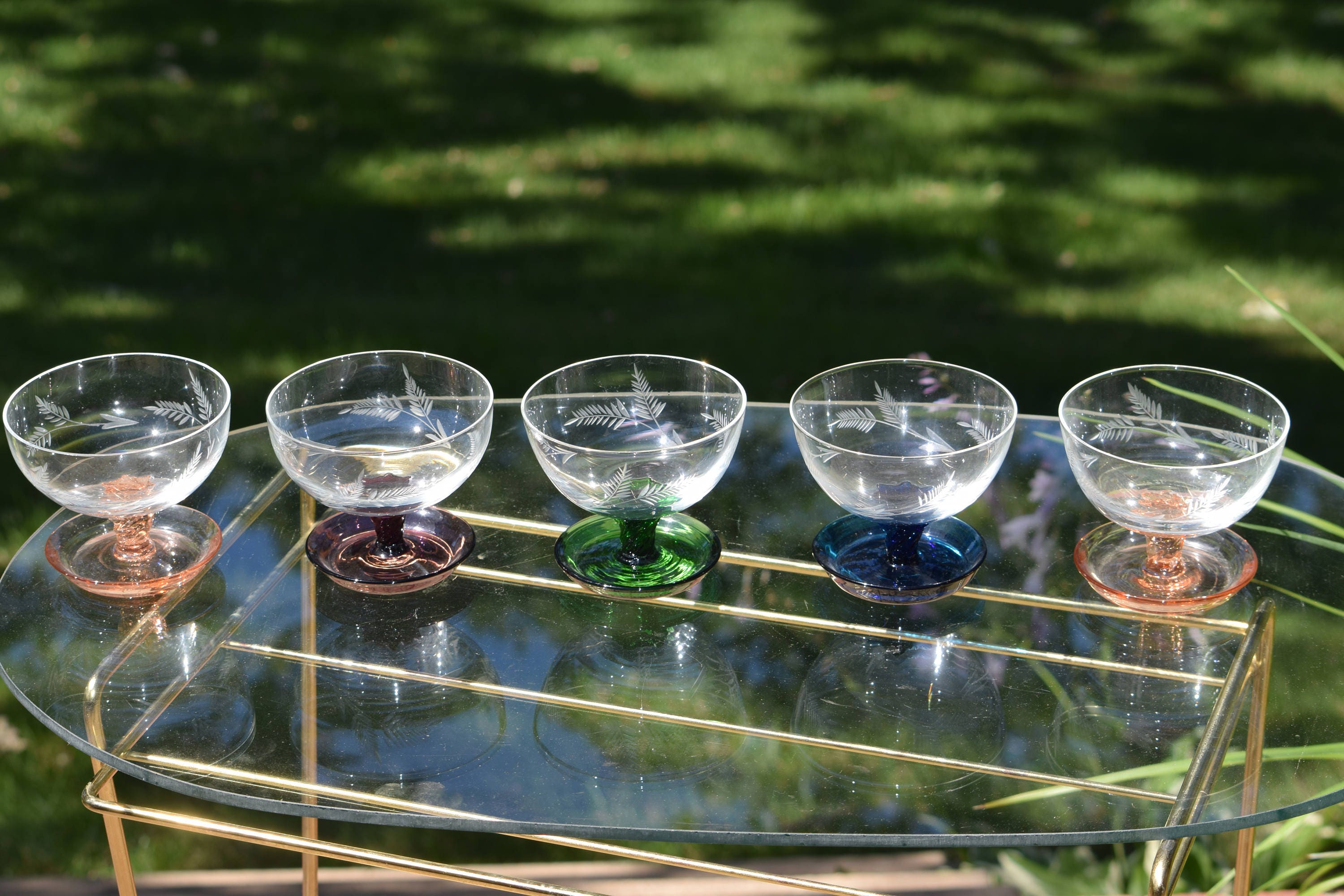 Vintage Cocktail Martini Glasses, Set of 5, Vintage Cocktail