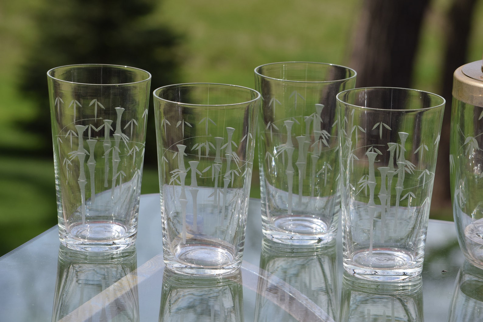 Vintage Etched Barware Set 1950's Vintage Cocktail Etsy