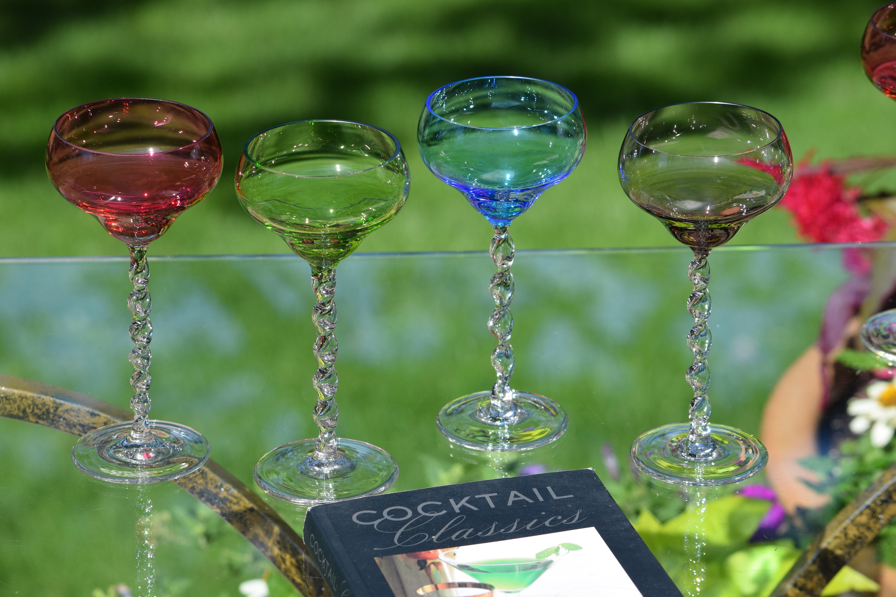 Colored Stem Wine Glasses Set of 4