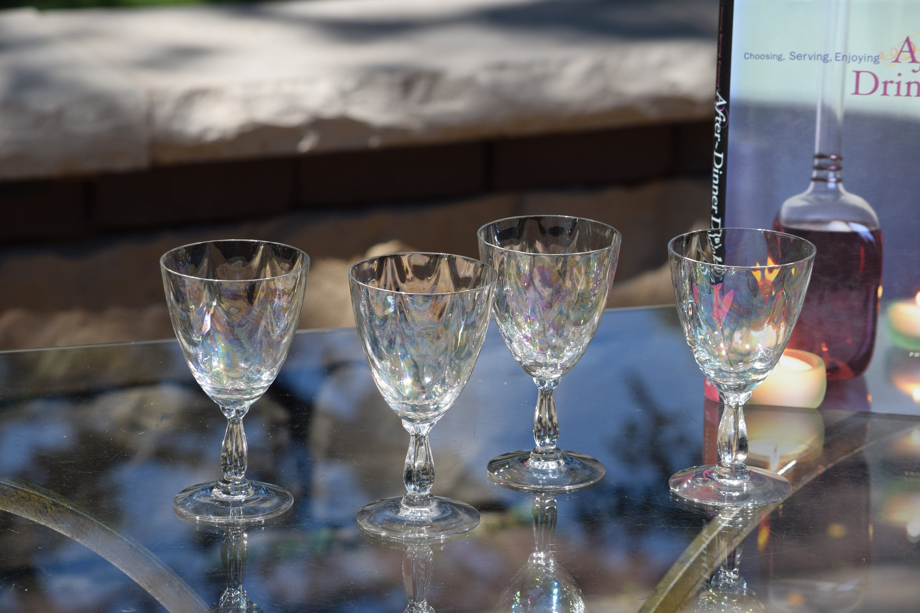 Vintage CARNIVAL CRYSTAL IRIDESCENT Wine Glasses - Set of 4 – The New York  Cottage Industry