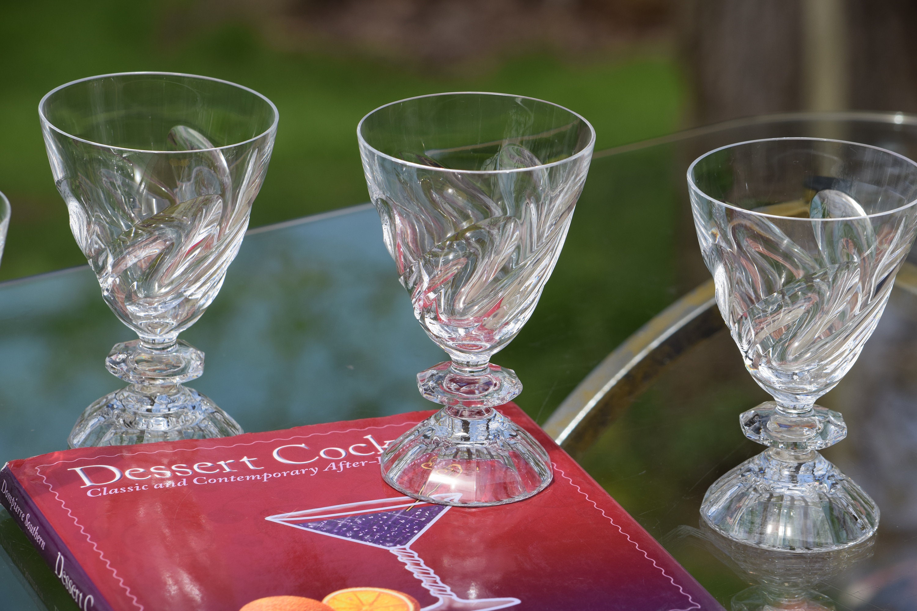 4 Vintage CRYSTAL Wine Glasses Cocktail Glasses, Mixologist Craft