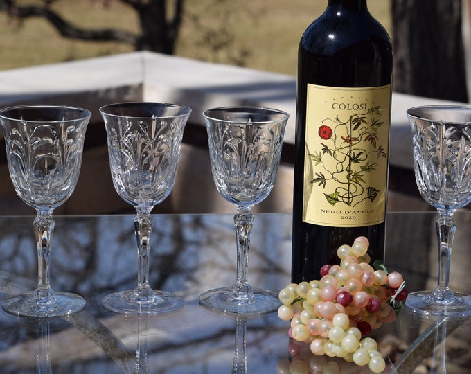 WINE TASTING PARTY? 4 Vintage Etched Wine Glasses ~ Dessert Wine Glasses, Tiffin Franciscan, 1975,  5 oz Dessert ~ Port Wine Glasses