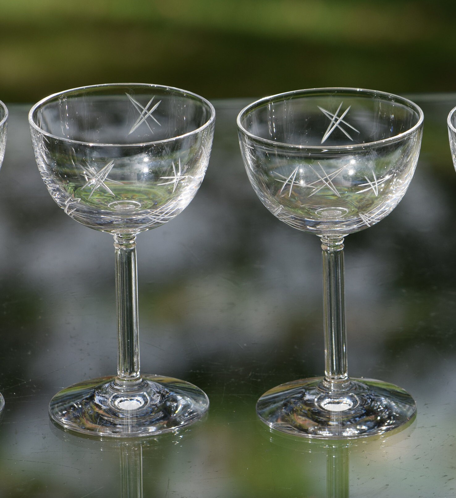 Vintage Etched CRYSTAL Liquor, Port Wine Glasses, Set of 4, Vintage 3