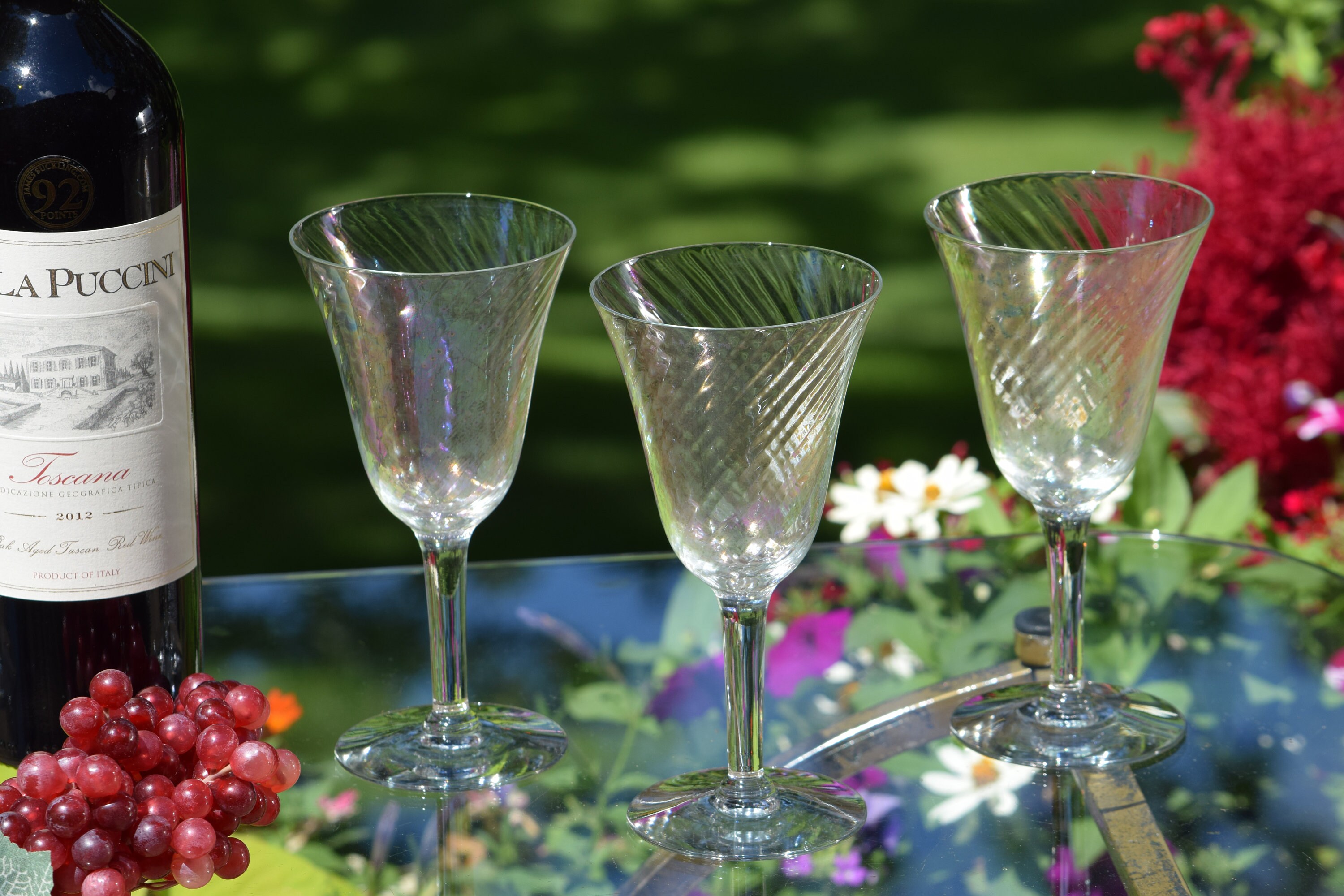 Vintage Iridescent Wine Glasses, Set of 6, Vintage Wedding Decor/Wine glasses, Antique wine