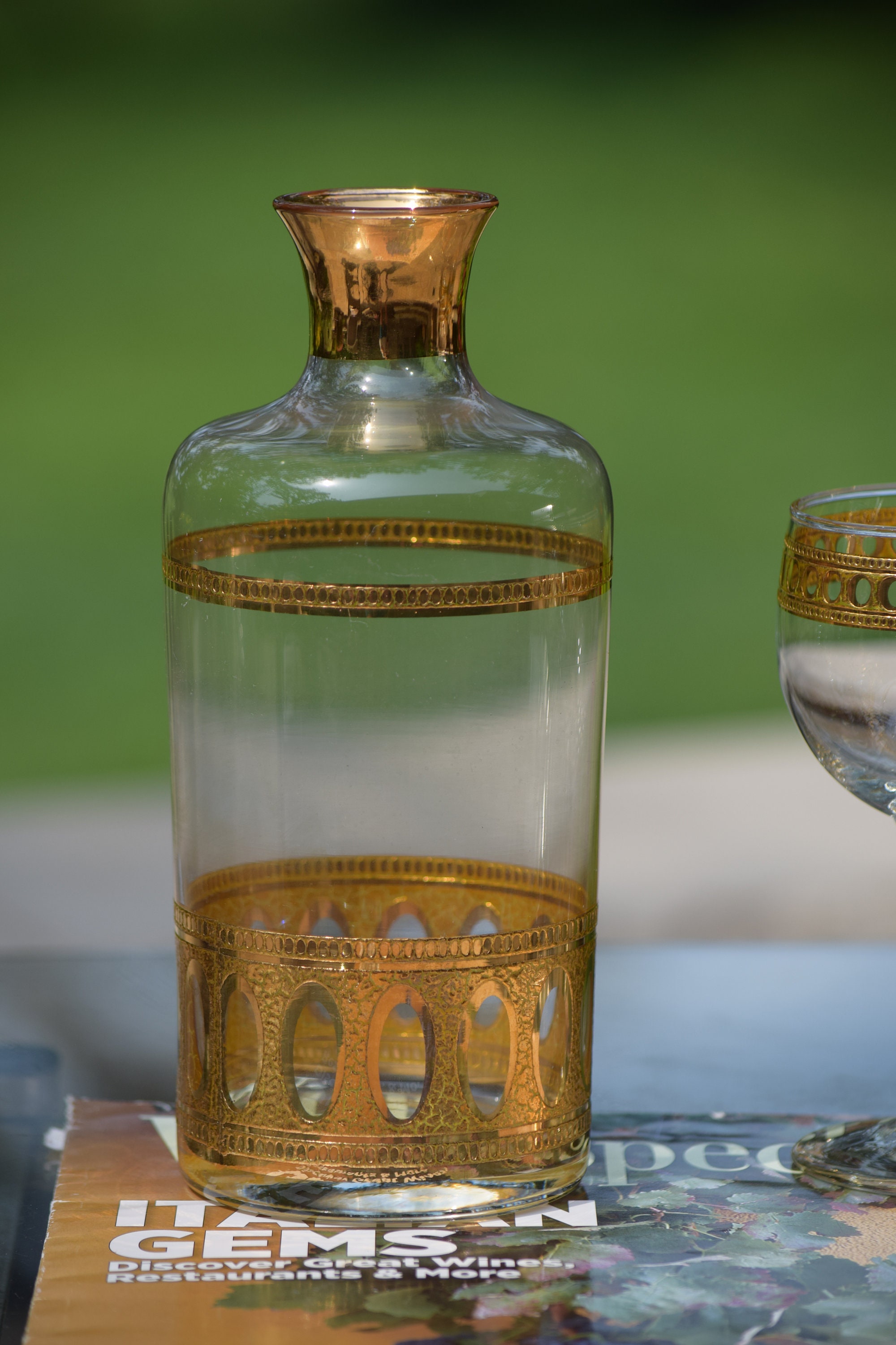 Vintage CULVER Decanter with 5 Wine Glasses, Culver, Antigua, c 1950's