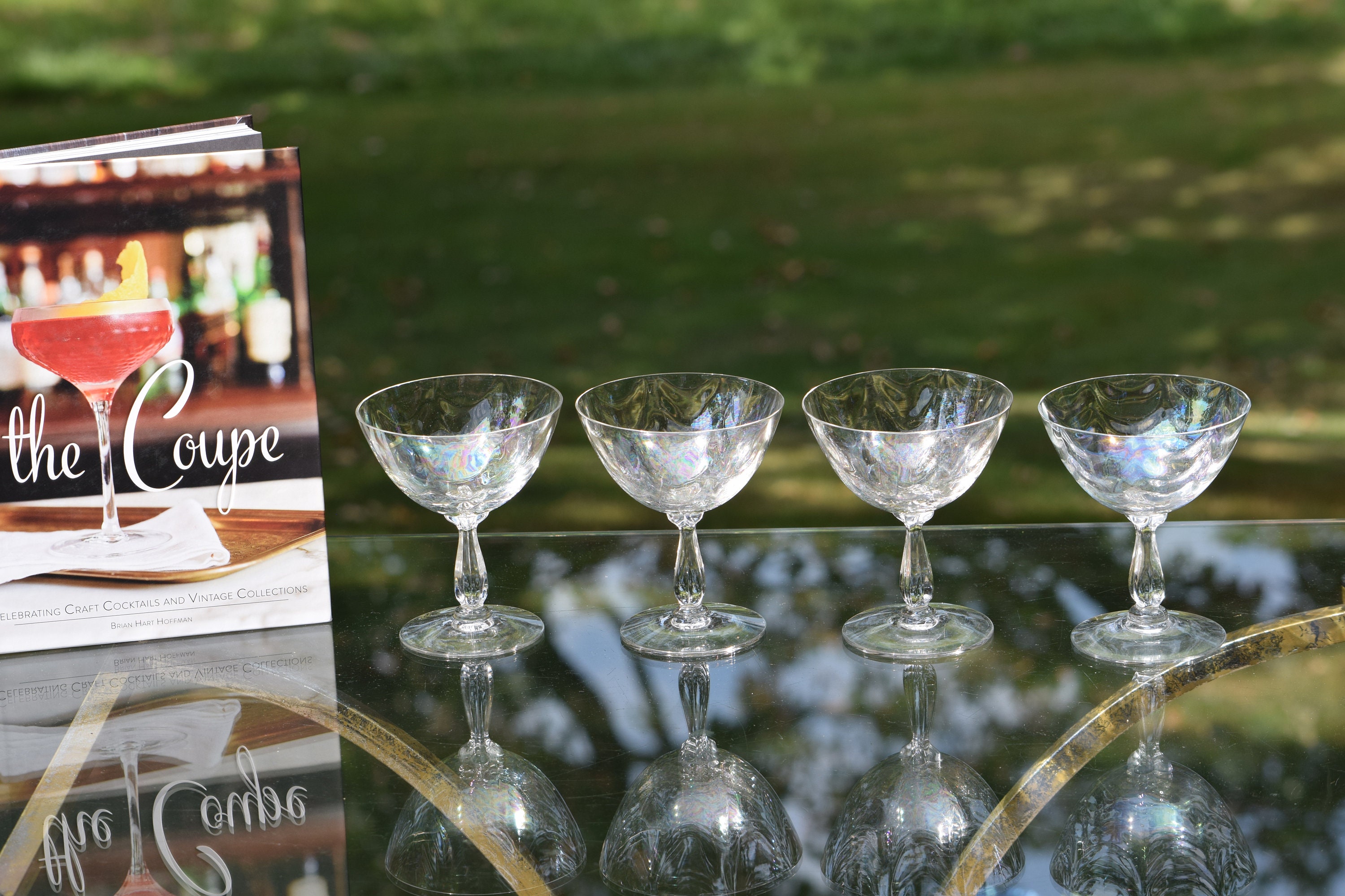 Set of Four Vintage Iridescent Champagne Glasses by Colony 