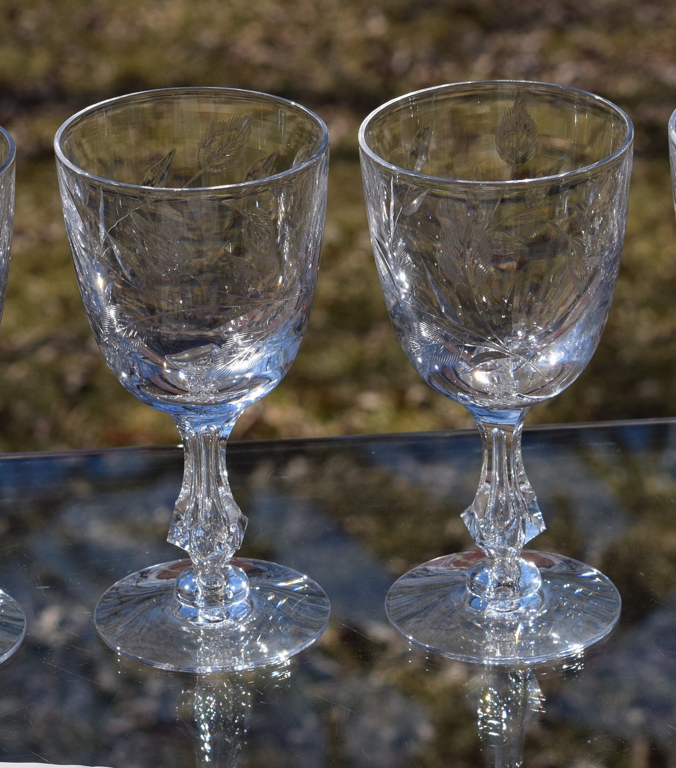 Vintage CRYSTAL Bubble Stem Wine Glasses, Set of 4, Tiffin Franciscan