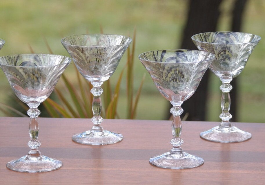 Vintage Cocktail Martini Glasses, Set of 6, Cambridge Caprice, circa