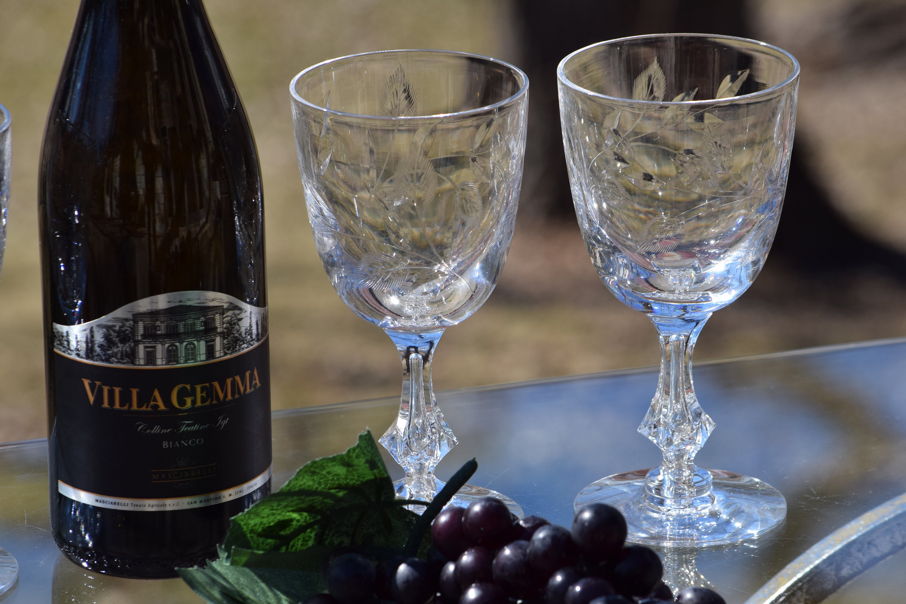 Vintage CRYSTAL Bubble Stem Wine Glasses, Set of 4, Tiffin Franciscan